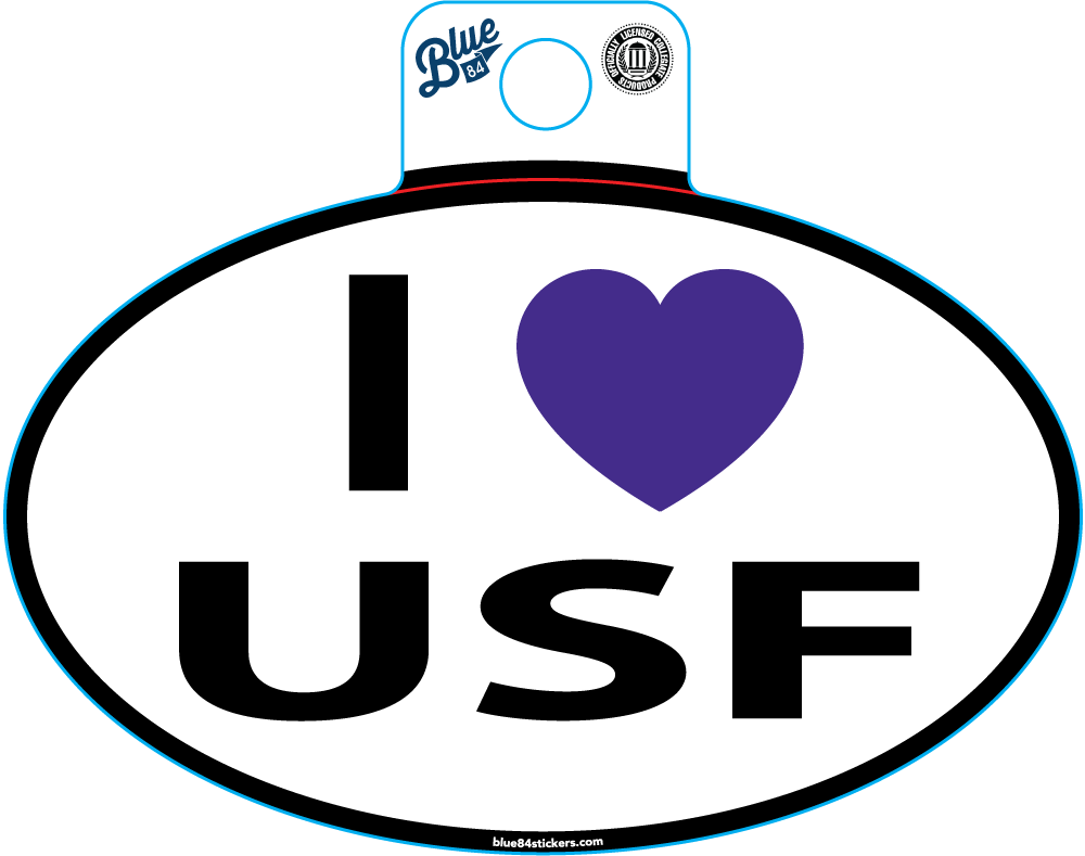 Blue 84 I Heart USF Sticker