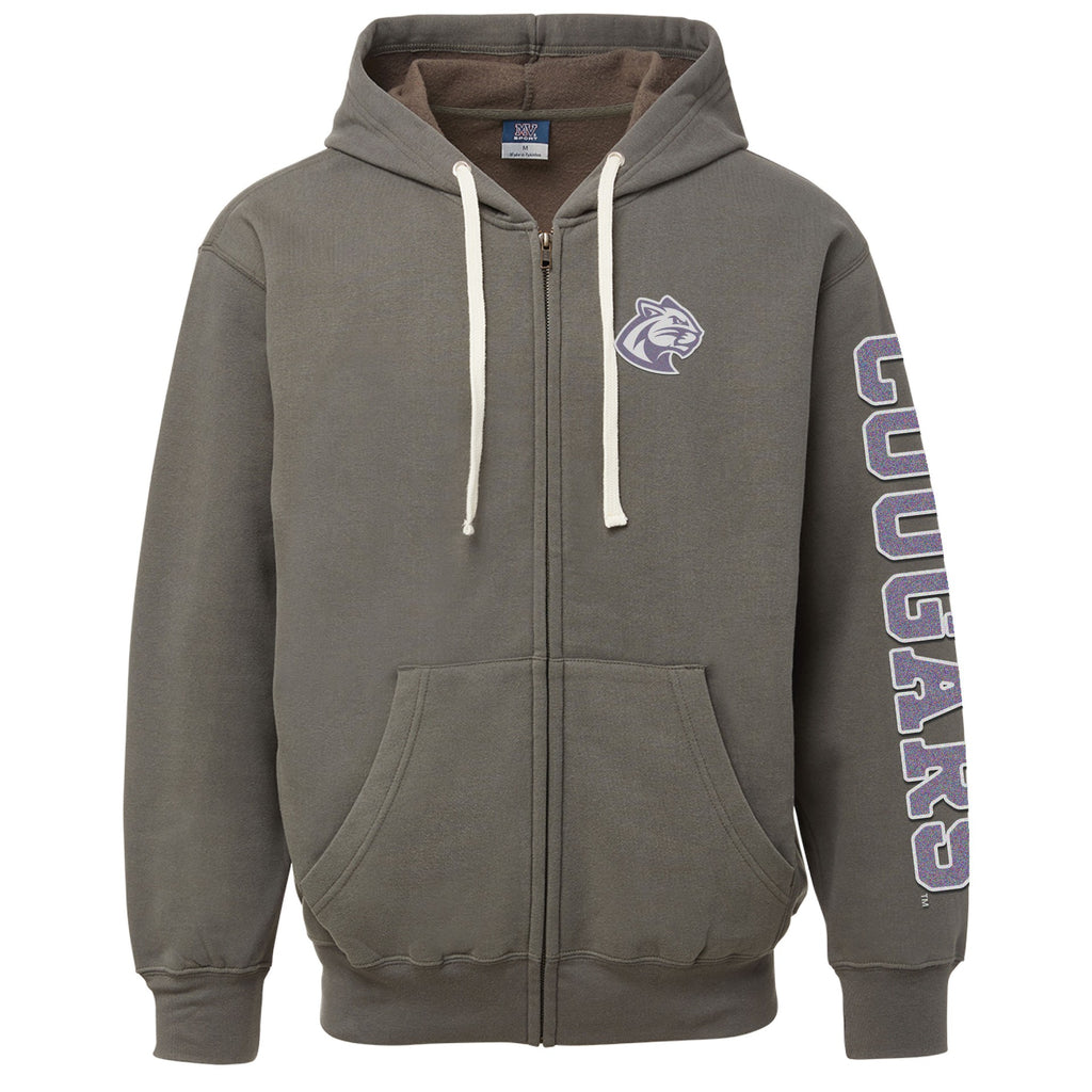 MV Sport Vintage Fleece Flock Print Full Zip Hoodie Sweatshirt