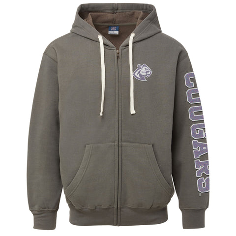 MV Sport Vintage Fleece Flock Print Full Zip Hoodie Sweatshirt