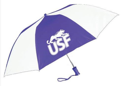 Storm Duds White and Purple Folding Umbrella